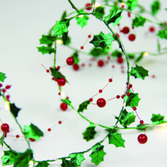 Mistletoe Berries Garland 20 Led Λαμπ Καλωδιο Χαλκου Θερμο Σταθερο Μπατ (2Χαα) 1,8M Ip20 0,3M Καλ