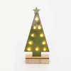 "Wooden Green Tree Gold Glitter Star", 10 Mini Led Λαμπ. Μπατ. (2Xaa), Ww,Ip20, 12.5X4.5X27Cm