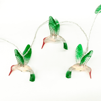 "Acrylic Colored Birds", 10 Led Λαμπ. Σειρα Μπατ. (3Xaa), Ww,Ip20, 135+30Cm, Διαφ. Καλ. Τροφ.