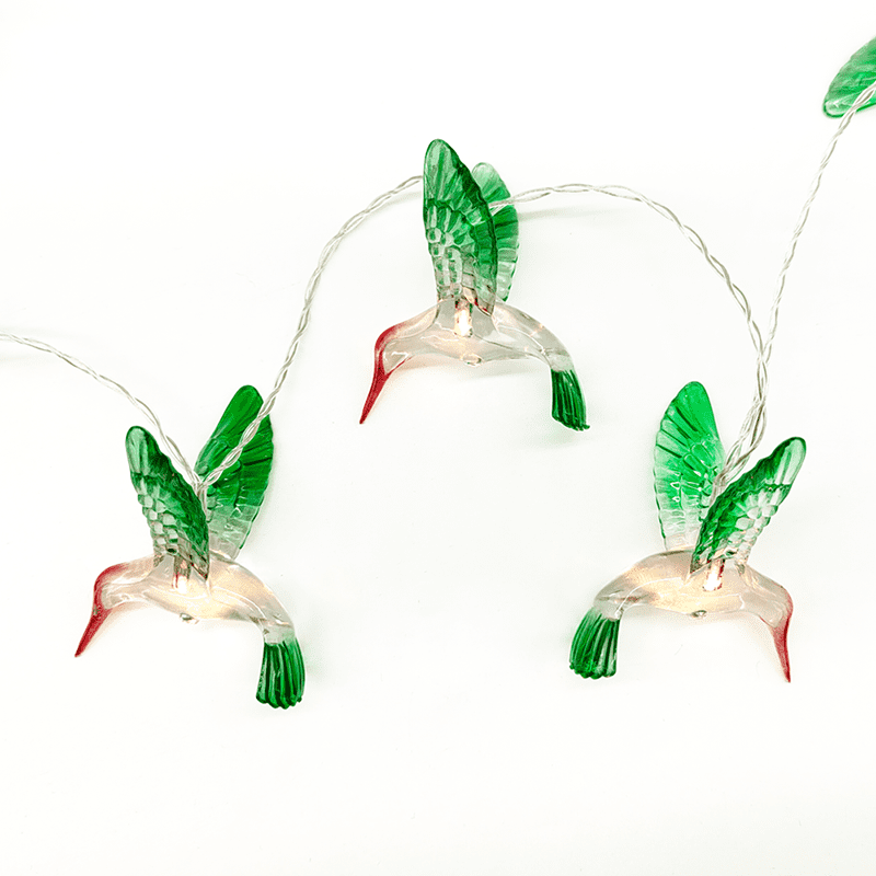 "Acrylic Colored Birds", 10 Led Λαμπ. Σειρα Μπατ. (3Xaa), Ww,Ip20, 135+30Cm, Διαφ. Καλ. Τροφ.