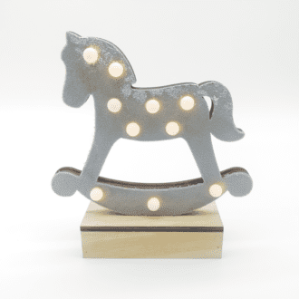 "Wooden Grey Horse", 10 Mini Led Λαμπ. Μπατ. (2Xaa), Ww,Ip20, 17X4.5X16Cm