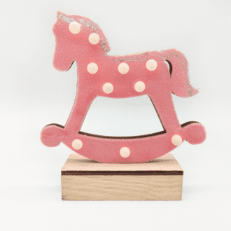 "Wooden Pink Horse", 10 Mini Led Λαμπ. Μπατ. (2Xaa), Ww,Ip20, 17X4.5X16Cm