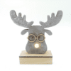"Wooden Grey Reindeer Head", 1 Mini Led Λαμπ. Μπατ. (2Xaa), Ww,Ip20, 18X4.5X16Cm