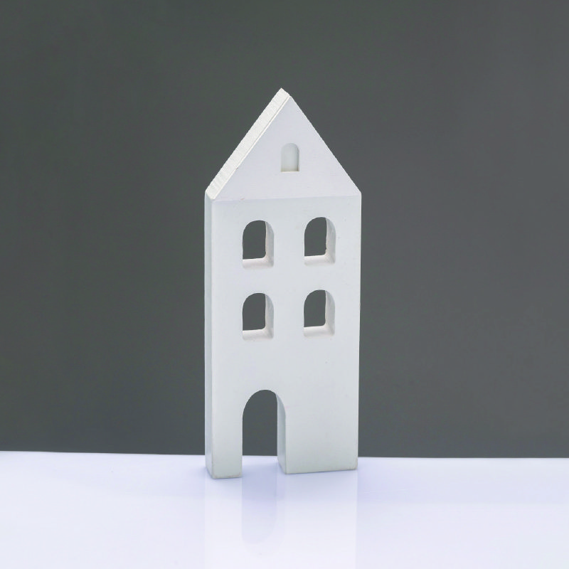 Wooden Decorative White House Μοτιφ 7*2*18Cm