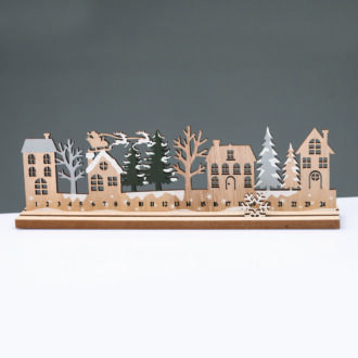 Wooden Xmas Countdown With Trees Διακοσμητικο Μοτιφ 33X5X10Cm