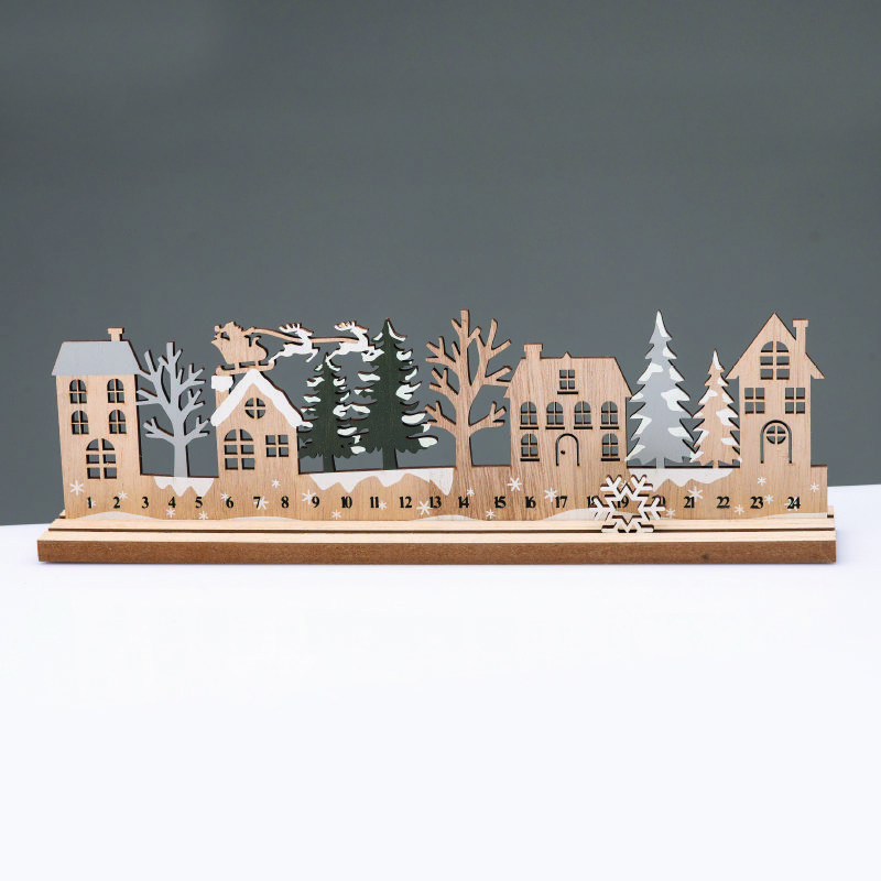 Wooden Xmas Countdown With Trees Διακοσμητικο Μοτιφ 33X5X10Cm