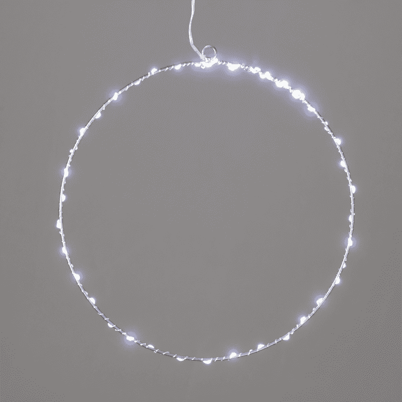 "D30Cm Silver Round" 45 Μινι Led Λαμ, Cw, Ασημι Καλωδ. Χαλκου,Ανταπτ.(3Vdc),Ip44, 3M Διαφ Καλ