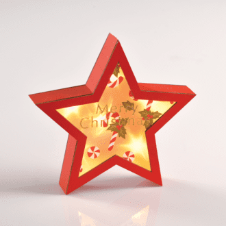 "Wooden Red Star" 6 Mini Led Λαμπ. Μπατ. (2Xaaa), Ww,Ip20, 23X5X22Cm