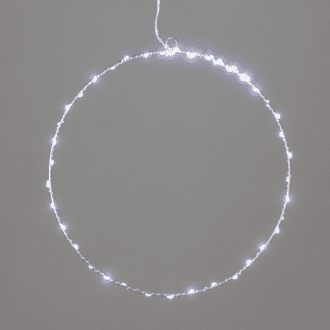 "D50Cm Silver Round" 65 Μινι Led Λαμ, Cw, Ασημι Καλωδ. Χαλκου,Ανταπτ.(3Vdc),Ip44, 3M Διαφ Καλ