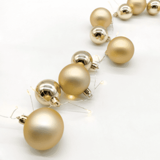 "40 Silver-Chrome Balls" 80 Cluster Mini Led Σειρα, Ww, Ασημ. Καλωδ. Χαλκ, Μπατ.(3Αα)Ip20 30Cm+2M