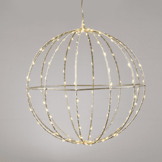 "D20Cm Silver Ball" 96 Μινι Led Λαμ, Ww, Ασημι Καλωδ. Χαλκου,Ανταπτ.(4.5Vdc),Ip44, 3M Διαφ. Καλ.