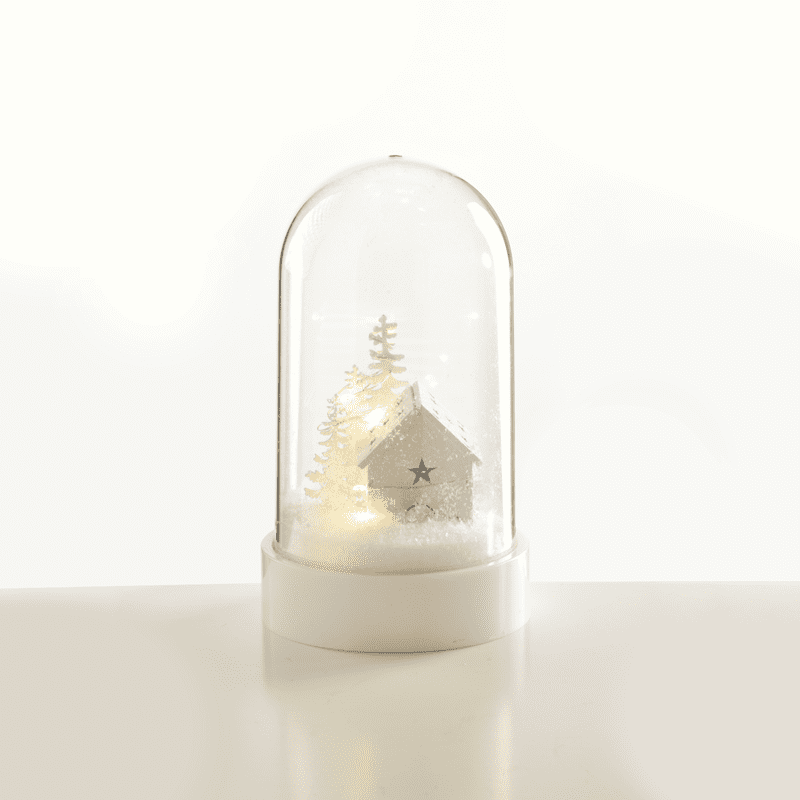 "Plastic Cover Ball White House", 10 Mini Ww Led Λαμπ. Μπατ. (3Xaa) Ip20 Φ11X19Cm