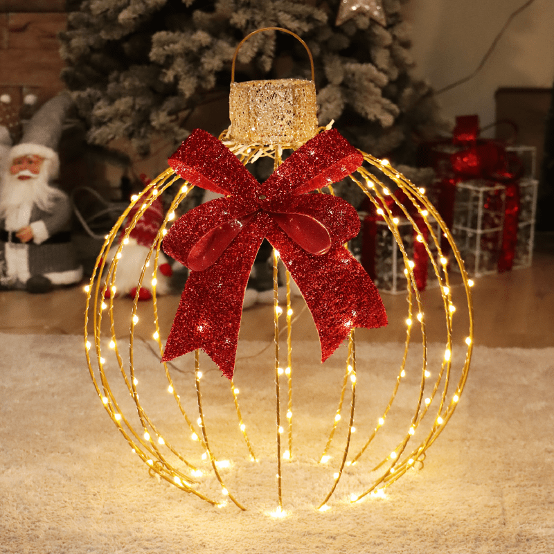 Glitter 3D Gold Ball With Bow 128Led Λαμπ Θερμ Flash Χρυσ Καλ Χαλκ Ανταπτ 4,3Vdc 60Cm Ip44 Διαφ Καλ