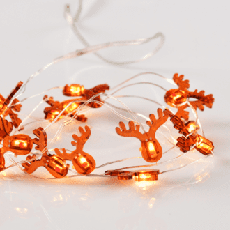 "Reindeer" 15 Mini Led Λαμπακ. Σειρα, Ww, Ασημι Καλωδ. Χαλκου, Mπατ. (2Αα),Ip20, 140+30Cm Διαφ Καλ