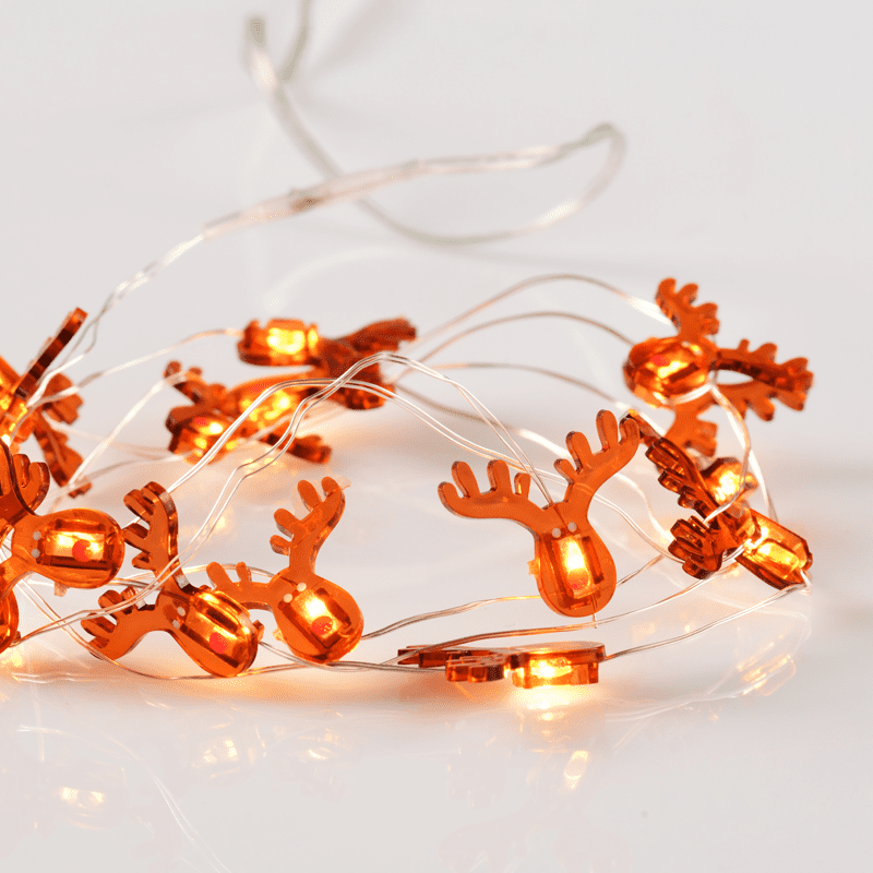 "Reindeer" 15 Mini Led Λαμπακ. Σειρα, Ww, Ασημι Καλωδ. Χαλκου, Mπατ. (2Αα),Ip20, 140+30Cm Διαφ Καλ