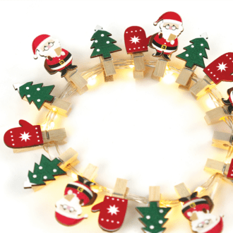 "Santa & Trees" 16 Mini Led Λαμπ. Σειρα, Ww, Ασημι Καλ. Χαλκ., Mπατ. (2Αα),Ip20, 150+30Cm Διαφ Καλ