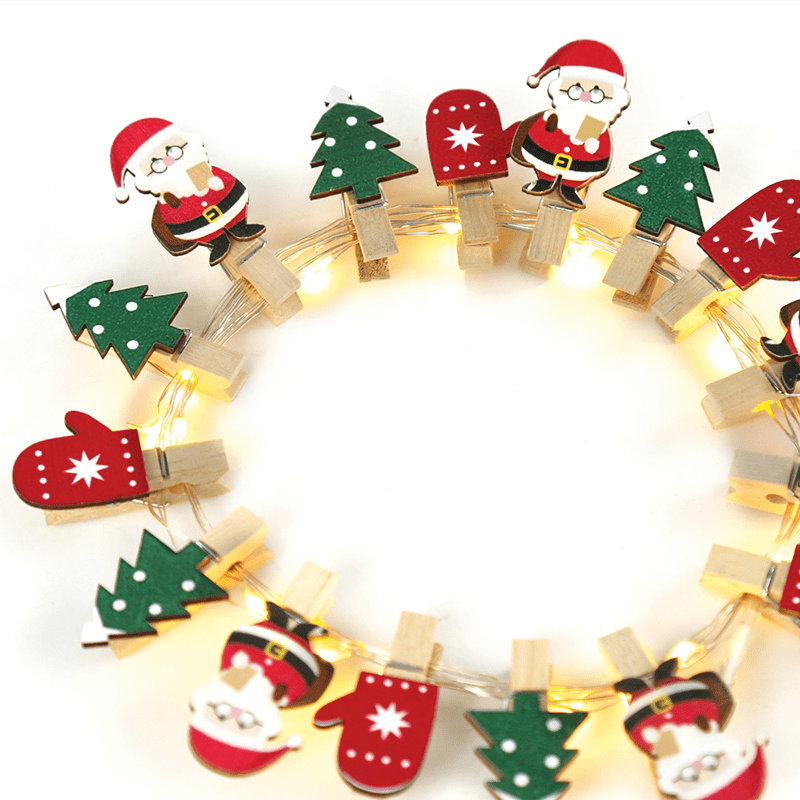 "Santa & Trees" 16 Mini Led Λαμπ. Σειρα, Ww, Ασημι Καλ. Χαλκ., Mπατ. (2Αα),Ip20, 150+30Cm Διαφ Καλ