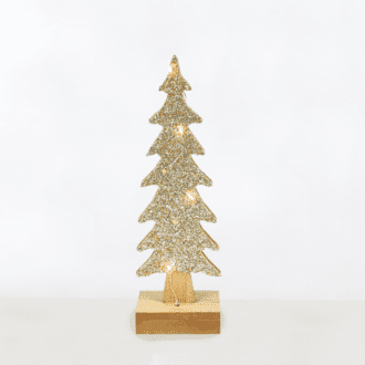 "Wooden Xmas Tree", 4 Μινι Led Λαμπ. Ww Μπατ. (2Xaaa) Ασημι Καλ. Χαλκου Ip20 Φ9.5Χ30.5Cm