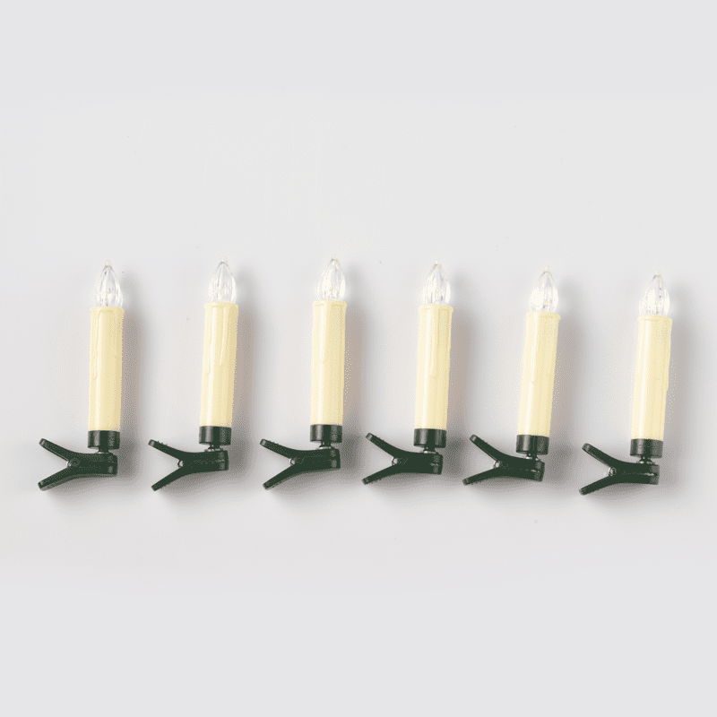 "6 White Mini Clips Candles", 6*1 Led Λαμπ. Μπατ. (6*Aaa), Ww,Ip20, Φ1.5X10.5Cm
