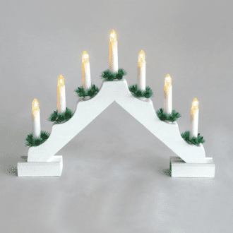 "7 White Wooden Candle Bridge", 7 Led Λαμπ. Μπατ. (2Xaa), Ww,Ip20, 39X4.5X30Cm