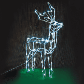 "Standing Reindeer" 100 Led Σχεδ. Λαμπ Σειρα Cw Αντ.31Vdc & 8 Προγ. Ip44, 66X31X80Cm 5M Λευκ Καλ