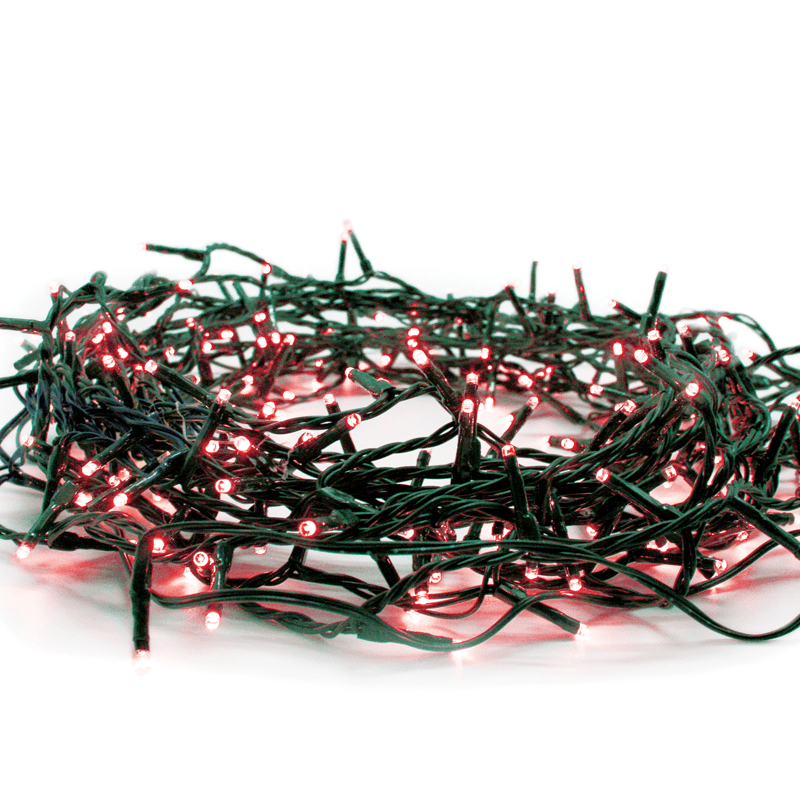 100 Led Λαμπ. Σειρα (Ana 5Cm), Κοκκινο,Ανταπτ.(31Vdc)& Επεκτ.(Max 6 Σετ),Ip44, 5M, Πρασινο Καλ.