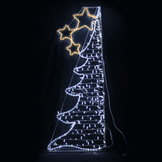 "Half Xmas Tree", 252&200Led Επισt Σχεδ 7Mμονοκ. Φωτ+Λαμ Σειρ,Cw+Κιτρ Σταθ,Ip44,750X200Cm,1.5M Τρ