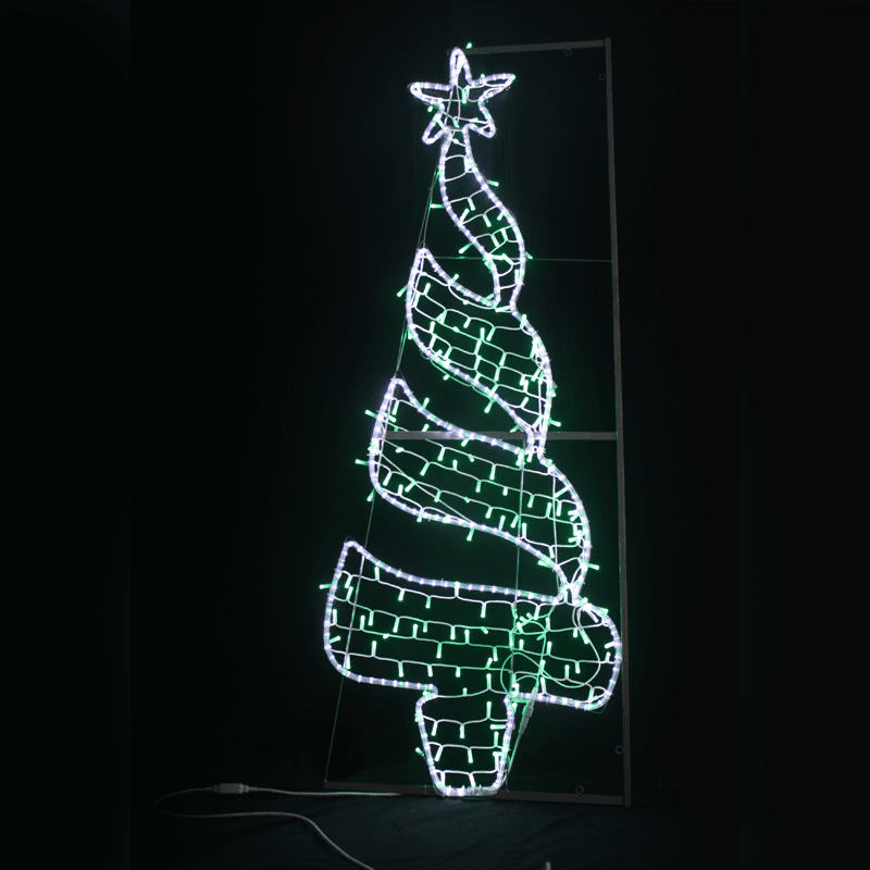 "Christmas Tree",270&200Led Επισt Σχεδ 7.5Mμονοκ Φωτ+Λαμ Σειρ,Cw+Πρασ Σταθ,Ip44,750X200Cm,1.5M Τρ
