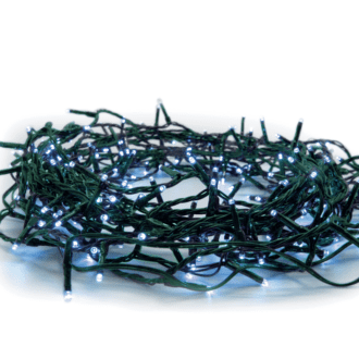 300 Led Λαμπ. Σειρα (Ana 5Cm), Μπλε,Ανταπτ.(31Vdc) & 8 Προγραμ.,Ip44, 15M, Πρασινο Καλ.