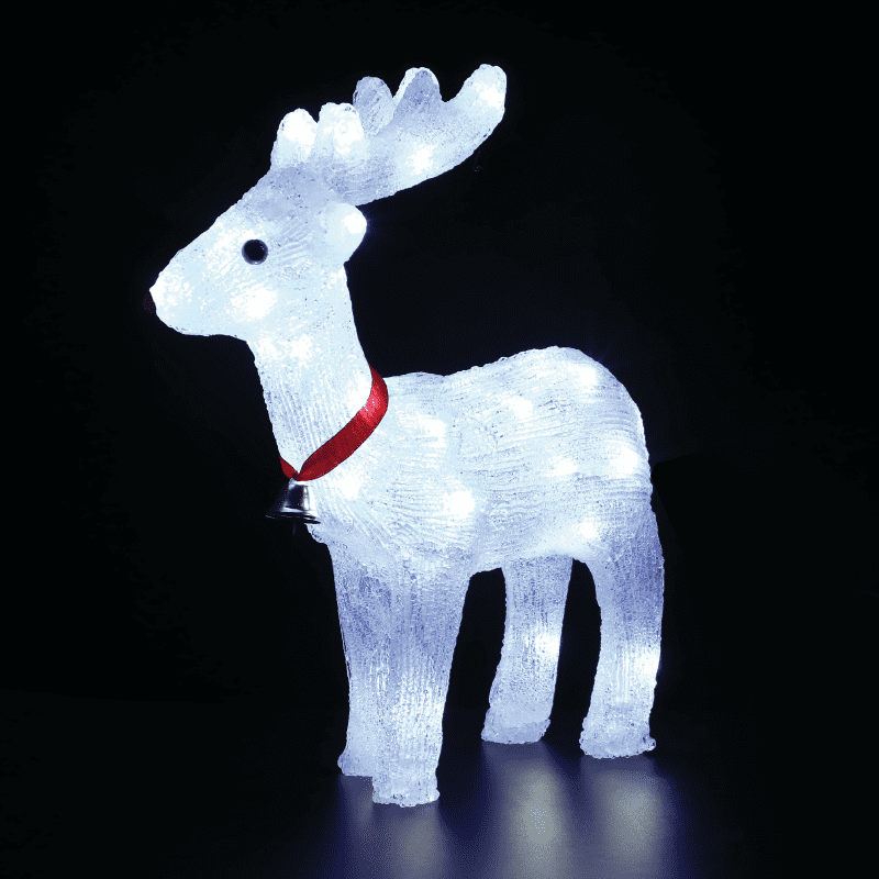 Acrylic Standing Reindeer With Ribbon 40 Led Λευκα Ip44 31*13,5*33Cm 30Cm Καλ.