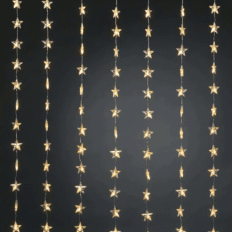 48Led Λαμπ Κουρτινα Αστερια 6,5Cm Θερμο Λευκο Ανταπτ & 8 Προγρ Ip44 120Cm 5M Πρασ Καλωδ