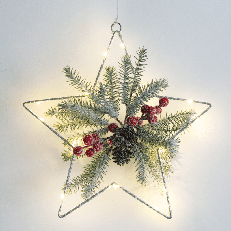 "Hanging Star" 15 Mini Led Ww Λ/Κια Μπ/Ριεσ (3Aa) Ip20 30X30Cm, 30Cm Διαφ. Καλωδιο