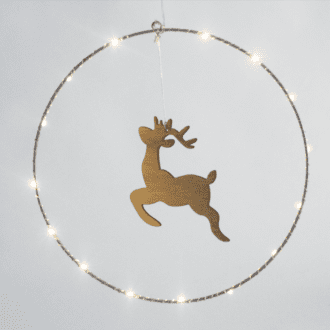 "Hanging Circle Reindeer" 20 Mini Led Ww Λ/Κια Μπ/Ριεσ (3Aa) Ip20 Φ30Cm (15Χ13Cm), 30Cm Διαφ. Καλω