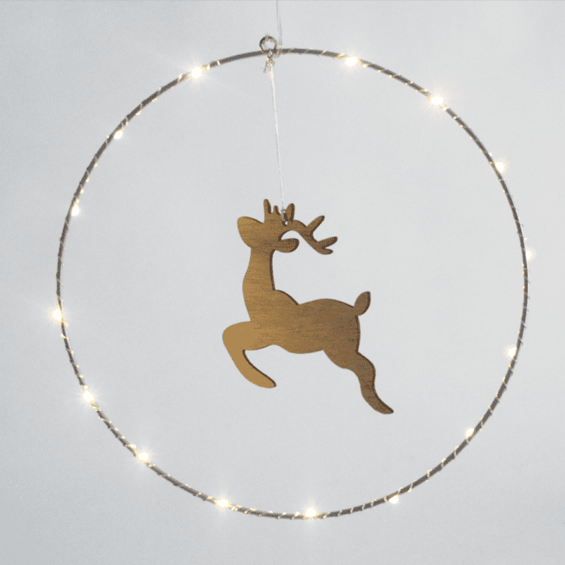 "Hanging Circle Reindeer" 20 Mini Led Ww Λ/Κια Μπ/Ριεσ (3Aa) Ip20 Φ30Cm (15Χ13Cm), 30Cm Διαφ. Καλω