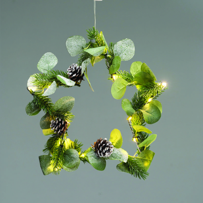 Star With Pines Διακοσμ Κρεμαστο 20 Led Λαμπ Θερμα Μπατ 3Χαα (Δεν Συμπ) Ip20 Διαμ:30Cm 30Cm Καλ