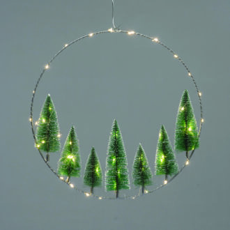 Wreath Trees Διακοσμ Κρεμαστο 50 Led Λαμπ Θερμα Μπατ 3Χαα (Δεν Συμπ) Ip20  Διαμ:40Cm 30Cm Καλ