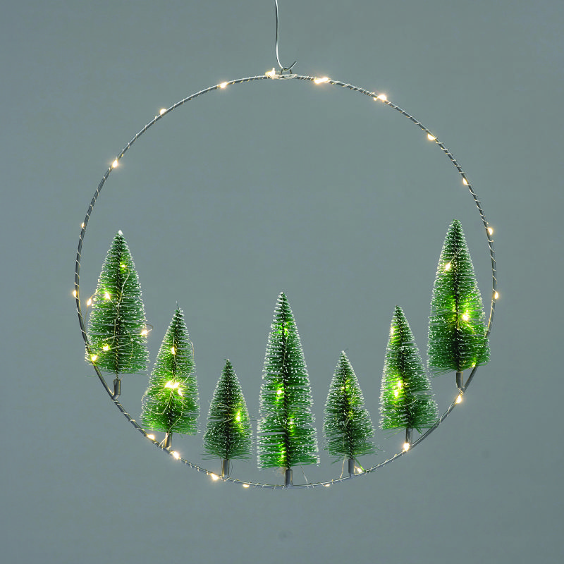 Wreath Trees Διακοσμ Κρεμαστο 50 Led Λαμπ Θερμα Μπατ 3Χαα (Δεν Συμπ) Ip20 Διαμ:40Cm 30Cm Καλ