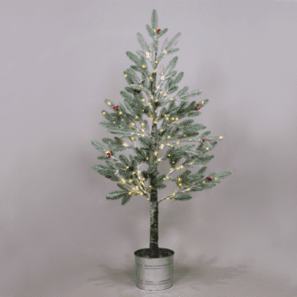 Snow Flower Tree With Red Cherry&Pot 168Ww Led Λαμπακ Ανταπ(4,5V)Ip44 Υψ.120Cm Ø20Cm 3Mκαλωδ Τροφ