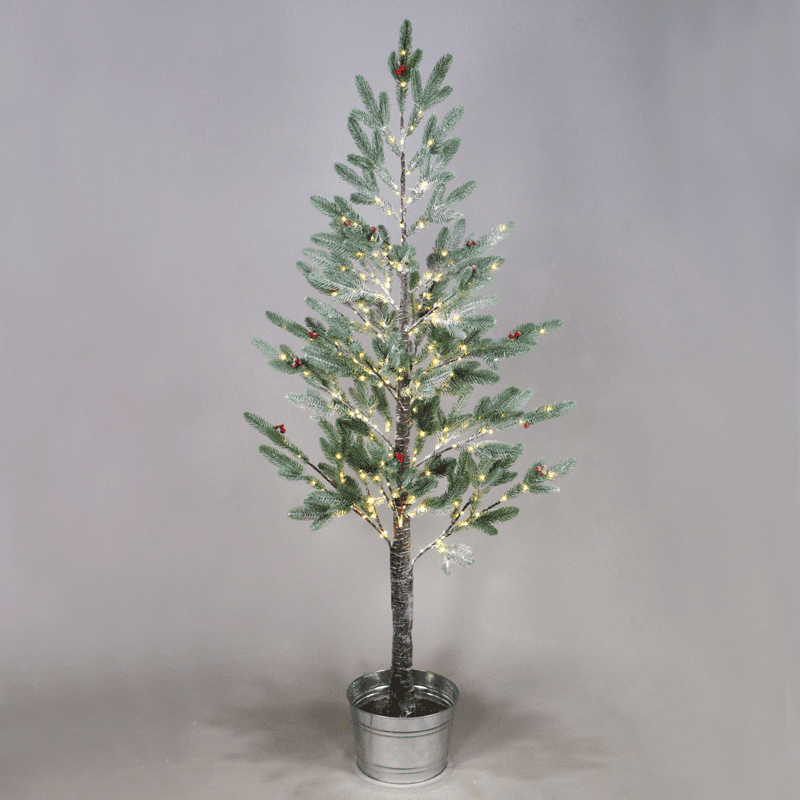 Snow Flower Tree With Red Cherry&Pot 288Ww Led Λαμπακ Ανταπ(4,5V)Ip44 Υψ.160Cm Ø20Cm 3Mκαλωδ Τροφ