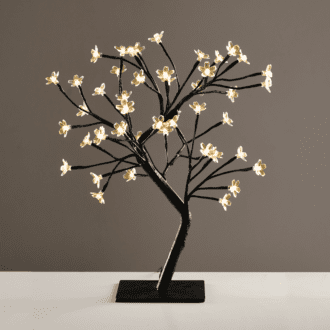 "Tree With Flowers Of Silicone"  36Led Λαμπακ Με Ανταπτορα(24V Dc)Θερμο Λευκο Ip20 45Cm 3M Μαυρο