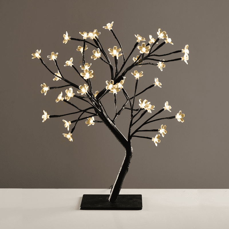 "Tree With Flowers Of Silicone" 36Led Λαμπακ Με Ανταπτορα(24V Dc)Θερμο Λευκο Ip20 45Cm 3M Μαυρο