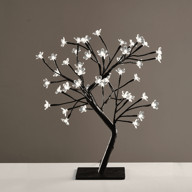 "Tree With Flowers Of Silicone" 36Led Λαμπακ Με Ανταπτορα(24V Dc)Ψυχρο Λευκο Ip20 45Cm 3M Μαυρο