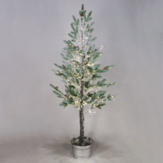 Snow Flower Tree With Red Cherry&Pot 384Ww Led Λαμπακ Ανταπ(4,5V)Ip44 Υψ.200Cm Ø27Cm 3Mκαλωδ Τροφ