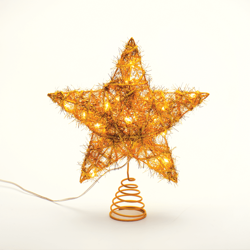 "Gold Convex Star" 20 Mini Ww Led Λαμπ. Μπατ. 3Χαα,Ip20 23X5X20Cm