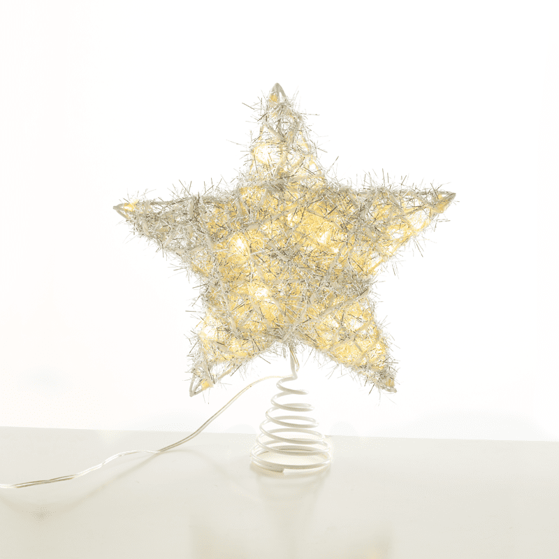 "Silver Convex Star" 20 Mini Ww Led Λαμπ. Μπατ. 3Χαα,Ip20 23X5X20Cm
