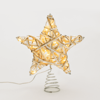"White & Gold Convex Star" 20 Mini Ww Led Λαμπ. Μπατ. 3Χαα,Ip20 23X5X20Cm