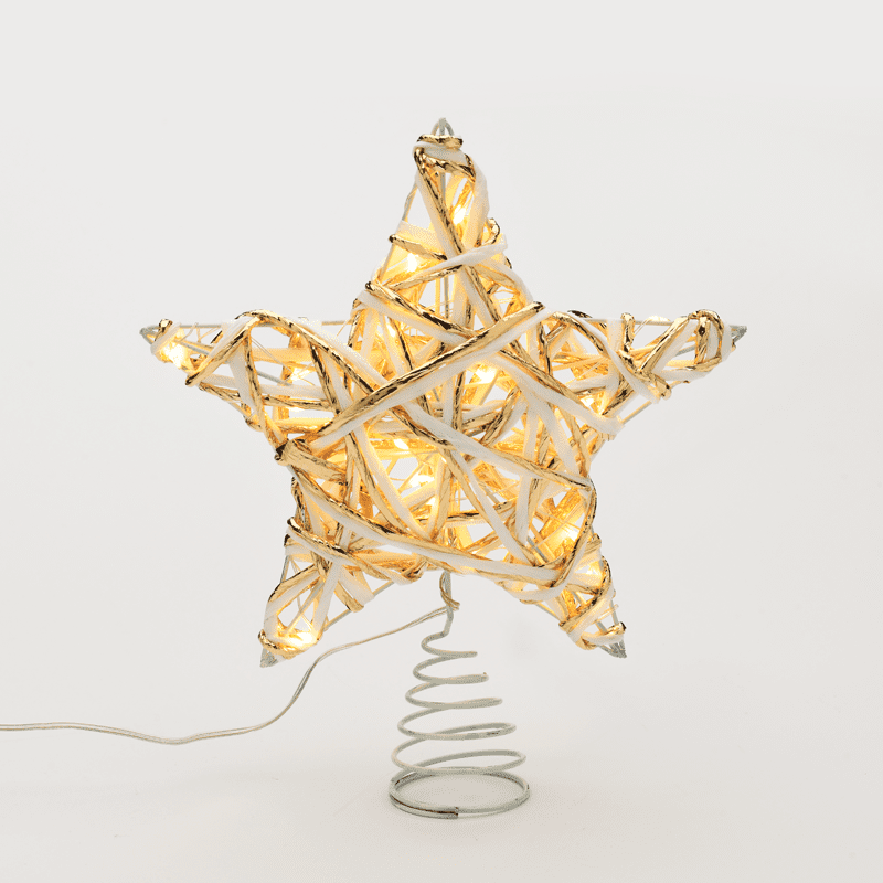 "White & Gold Convex Star" 20 Mini Ww Led Λαμπ. Μπατ. 3Χαα,Ip20 23X5X20Cm