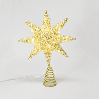 "Gold Tinsel Thread Star 1" 20 Mini Ww Led Λαμπ. Μπατ. 3Χαα,Ip20 28X5X20Cm