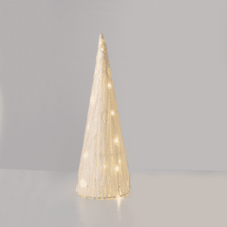 "White Paper Cone Tree" 20 Mini Ww Led Λαμπ. Μπατ. 3Χαα,Ip20 Φ18.5X50Cm