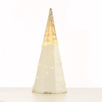 "Silver & White Sequin Cone Tree" 20 Ww Led Λαμπ. Μπατ. 3Χαα,Ip20 Φ18.5Χ50Cm